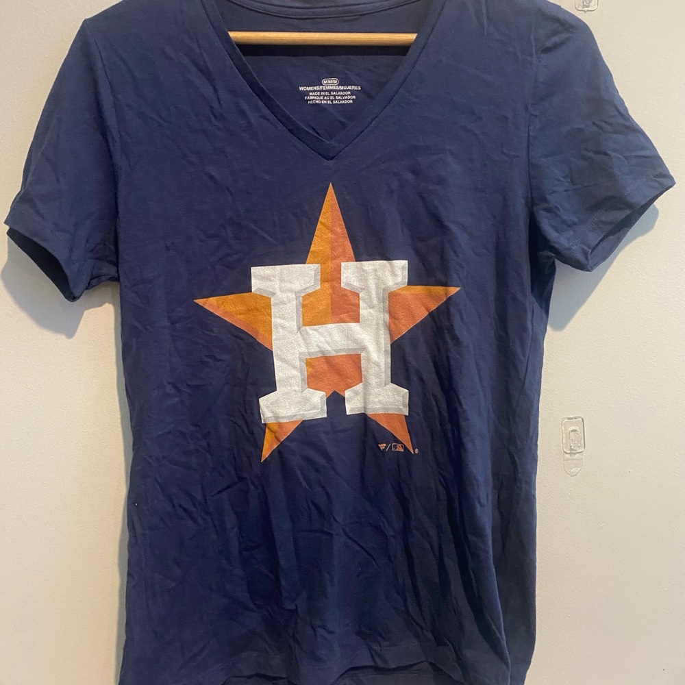 Houston Astros Navy V-Neck Tee with Star H Logo